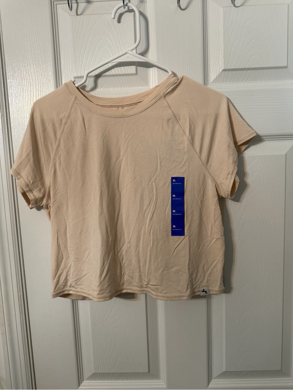 JoyLab Beige Short Sleeve Crop Top